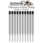 Artlantis Siyah Tükenmez Kalem Yedeği 10 Adet Tükenmez Kalem İçi Yedek Siyah Metal Tükenmez Kalem İçi Okul Ofis Jel Kalem İçi
