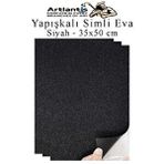 Artlantis Siyah Yapışkanlı Simli Eva 35x50 Cm 3 Adet Simli Yapışkanlı Eva Süngeri Okul Kreş Anasınıfı Elişi Etkinlikleri Hobi