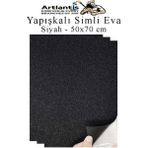 Artlantis Siyah Yapışkanlı Simli Eva 50X70 cm 3 Adet Simli Yapışkanlı Eva Süngeri Okul Kreş Anasınıfı Elişi Etkinlikleri Hobi - Standart