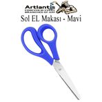 Artlantis Sol El Makası 1 Adet Solak Okul Makası Plastik Saplı Solel İçin Makas Okul Öğrenci Makası Küt Uçlu P