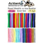 Artlantis Şönil Pastel Metalik ve Ana Renkler 30 cm 75 Li 1 Paket Renkli Tüylü Tel Peluş Tel 30 cm Elişi Okul Projeleri Süsleme - Çok Renkli - Standart