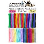 Artlantis Şönil Pastel Metalik ve Ana Renkler 30 cm 75 li 1 Paket Renkli Tüylü Tel Peluş Tel 30 cm Elişi Okul