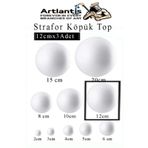 Artlantis Strafor Köpük Top 12 cm 3 Adet Köpük Top Küre Toplar Yuvarlak Strafor Köpük Top Okul Deney Hobi Sana