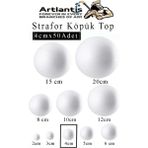Artlantis Strafor Köpük Top 4 cm 50 Adet Köpük Top Küre Toplar Yuvarlak Strafor Köpük Top Okul Deney Hobi Sanat - Beyaz - Standart - 4cm