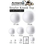 Artlantis Strafor Köpük Top 5 cm 20 Adet Köpük Top Küre Toplar Yuvarlak Strafor Köpük Top Okul Deney Hobi Sanat - Beyaz - Standart - 5cm