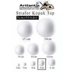 Artlantis Strafor Köpük Top 5 cm 50 Adet Köpük Top Küre Toplar Yuvarlak Strafor Köpük Top Okul Deney Hobi Sanat
