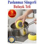 Artlantis Süngerli Bulaşık Teli Ovma Teli 8 Adet Pratik Sünger Toptel Sürtme Teli Lavabo Mutfak Banyo Temizlik Teli Sert Yüzey
