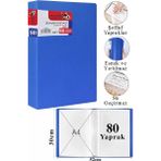 Artlantis Sunum Dosyası 100 Lü 1 Paket Poşet Dosyalı Katalog Dosyası 100 Poşetli Kendinden Dosya Plastik Kapaklı - Mavi - A4