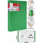 Artlantis Sunum Dosyası 60 Lı 1 Paket Poşet Dosyalı Katalog Dosyası 60 Poşetli Kendinden Dosya Plastik Kapaklı - Yeşil - A4