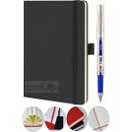 Artlantis Tarihsiz Ajanda Çizgili Sert Kapak Lastikli 13X21 cm ve Pilot Kalem Seti 1 Paket Not Defteri Çizgili Kalem Tutuculu - Siyah