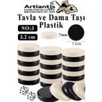 Artlantis Tavla Pulu Orta Boy No:3 1 Paket Tavla ve Dama Taşı Plastik 3.2 cm Zar Hediyeli Gri Siyah 32 mm Oyun Pulu