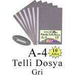 Artlantis Telli Dosya Plastik A4 10 Lu 1 Paket Poşet Dosyalara Uyumlu Ekonomik Şeffaf Kapak Telli Dosya Okul Büro Ofis - Gri