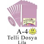 Artlantis Telli Dosya Plastik A4 10 Lu 1 Paket Poşet Dosyalara Uyumlu Ekonomik Şeffaf Kapak Telli Dosya Okul Büro Ofis - Lila