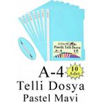 Artlantis Telli Dosya Plastik A4 10 Lu 1 Paket Poşet Dosyalara Uyumlu Ekonomik Şeffaf Kapak Telli Dosya Okul Büro Ofis - Pastel Mavi