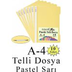 Artlantis Telli Dosya Plastik A4 10 Lu 1 Paket Poşet Dosyalara Uyumlu Ekonomik Şeffaf Kapak Telli Dosya Okul Büro Ofis - Pastel Sarı