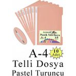 Artlantis Telli Dosya Plastik A4 10 Lu 1 Paket Poşet Dosyalara Uyumlu Ekonomik Şeffaf Kapak Telli Dosya Okul Büro Ofis - Pastel Turuncu