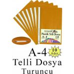 Artlantis Telli Dosya Plastik A4 10 Lu 1 Paket Poşet Dosyalara Uyumlu Ekonomik Şeffaf Kapak Telli Dosya Okul Büro Ofis - Turuncu