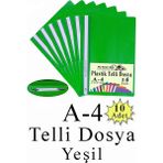 Artlantis Telli Dosya Plastik A4 10 Lu 1 Paket Poşet Dosyalara Uyumlu Ekonomik Şeffaf Kapak Telli Dosya Okul Büro Ofis - Yeşil