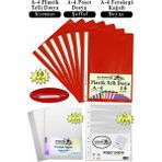 Artlantis Telli Dosya Plastik A4 10 Lu Poşet Dosya 50 Li A4 Fotokopi Kağıdı 100 Adet 1 Paket Ekonomik Şeffaf Kapak Dosya - Kırmızı