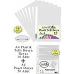 Artlantis Telli Dosya Plastik A4 10 Lu ve Poşet Dosya 50 Li 1 Paket Ekonomik Şeffaf Kapak Telli Dosya Okul Büro Ofis - Beyaz