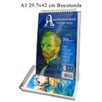 Artlantis Telli Suluboya Bloğu A3 210gr 20 Yaprak İnce Dokulu Eskiz Defteri Sulu Boya Kağıdı Çizim Guaj Boya Gravür Karakalem Çok Renkli