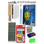 Artlantis Telli Suluboya Bloğu Kağıdı A4 210gr 20 Yaprak İnce Dokulu Gölgelendirme Zımpara Aquarell Kuruboya Dereceli Kalem Uzatma Çok Renkli