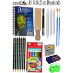 Artlantis Telli Suluboya Bloğu Kağıdı A5 210GR 20 Yaprak Ince Dokulu Gölgelendirme Zımpara Aquarell Kuruboya Dereceli Kalem Uzatma - Krem - Suluboya Kağıdı