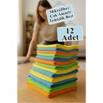Artlantis Temizlik Bezi 12 Adet Renkli 40X40CM Mikrofiber Bez Kurulama Bezi Iz Bırakmayan Bez Leke Tutmaz Cam Bezi Mutfak Bezi - Standart