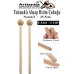 Artlantis Tokmaklı Ahşap Ritim Çubuğu 6 Adet 3 Çift Okul Öncesi Eğitici Anaokulu Ritim Tokmağı Çubukları Çocuk Etkinlik Perkusyon Müzik Aleti - Naturel - Standart - 25,5cm