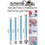 Artlantis Top Uçlu Pasta Şekil Verme ve Modelleme Seti 4 Lü 1 Paket Top Ütü Çiçek Ütüsü Şeker Hamuru Şekillendirme Pasta Fondan - Standart - Çelik Mavi