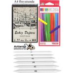 Artlantis Toz Pastel Boya 12 Renk A4 Eskiz Defteri Pastel Dağıtma Kalemi 1 Paket Toz Soft Pastel Boya 12 Li Yumuşak Pastel Gölgele - Çok Renkli - Standart
