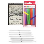Artlantis Toz Pastel Boya 12 Renk A5 Eskiz Defteri Pastel Dağıtma Kalemi 1 Paket Toz Soft Pastel Boya 12 Li Yumuşak Pastel Gölgele