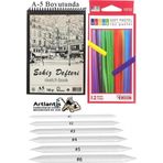 Artlantis Toz Pastel Boya 12 Renk A5 Eskiz Defteri Pastel Dağıtma Kalemi 1 Paket