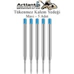 Artlantis Tükenmez Kalem Yedeği 5 Adet Tükenmez Kalem Içi Yedek Mavi Metal Tükenmez Kalem Içi Okul Ofis Jel Kalem Içi