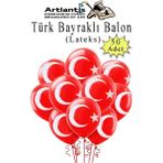 Artlantis Türk Bayraklı Balon 50 Adet Ay Yıldızlı Balon Süsleme 29 Ekim 23 Nisan Kırmızı Beyaz Balon Bayrak Balon Bayram - Renkli - Standart