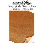 Artlantis Turuncu Yapışkanlı Simli Eva 35x50 Cm 3 Adet Simli Yapışkanlı Eva Süngeri Okul Kreş Anasınıfı Elişi Etkinlikleri Hobi