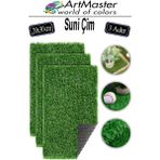 Artlantis Yapay Çim 20X30 cm 3 Adet A4 Boyutunda Dekoratif Maket Çim Yapay Çim Halı Teraryum Suni Çim - Yeşil - Standart