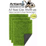 Artlantis Yapay Çim A3 30X40 cm 3 Adet A3 Boyutunda Maket Çim Dekorati Yapay Çim Halı Teraryum Suni Çim - Yeşil - Standart