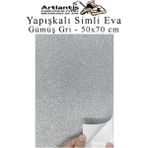 Artlantis Yapışkanlı Simli Eva 50x70 cm 1 Adet Simli Yapışkanlı Eva Süngeri Okul Kreş Anasınıfı Elişi Etkinlikleri Hobi Gümüş Gri