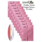 Artlantis Yarım Kapak Telli Dosya Pembe Karton 20 Adet Karton Yarım Kapaklı Kapsüllü Dosya A4 Boy 24x32 Cm Klasör İçin Büro Ofis