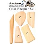Artlantis Yassı Ebeşuar 5 Li 1 Paket Seramik Çömlek Kil Heykel Kazıyıcı Şekillendirme Aleti Ahşap Kil Modelleme Şekillendirici - Standart - Naturel