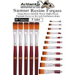 Artlantis Yassı Uçlu 10 Numara Resim Fırçası 5 Li 1 Paket Samur Kesik Uçlu Fırça Seti Guaj Sulu Akrilik Yağlı Boya Fırçaları - Standart - Naturel