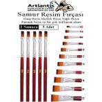 Artlantis Yassı Uçlu 2 Numara Resim Fırçası 5 Li 1 Paket Samur Kesik Uçlu Fırça Seti Guaj Sulu Akrilik Yağlı Boya Fırçaları - Standart - Naturel