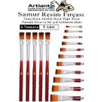 Artlantis Yassı Uçlu 4 Numara Resim Fırçası 5 Li 1 Paket Samur Kesik Uçlu Fırça Seti Guaj Sulu Akrilik Yağlı Boya Fırçaları - Standart - Naturel
