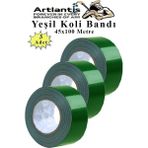 Artlantis Yeşil Koli Bantı 100 Metre 3 Adet 45MM x 100 Metre Renkli Koli Bandı Extra Güçlü Formül Akrilik Koli Bandı - Standart - 45x100 metre