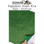 Artlantis Yeşil Yapışkanlı Simli Eva 35X50 cm 3 Adet Simli Yapışkanlı Eva Süngeri Okul Kreş Anasınıfı Elişi Etkinlikleri Hobi - Standart