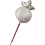 Artlantis Yıldızlı Ponpon Peluş Kurşun Kalem 1 Adet Peluş Tüylü Yıldız Kurşun Kalem Hediye Kalem Tüylü Sevimli Kalem - Beyaz