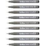 Artline 9'li Tam Set Teknik Çizim Kalemi İnce Yazım İçin Suya Dayanıklı Renkli Kalemler