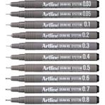 Artline Drawing System Teknik Çizim Kalemi 10'lu Set Suya Dayanıklı Pigment Mürekkepli