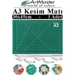 ArtMaster A3 Kesim Matı ve Kretuar Seti 1 Adet 30X45 cm Çift Taraflı Çizim Matı Kesim Tablası Kesim Altlığı Kesme Madı Proje - Standart - Renkli